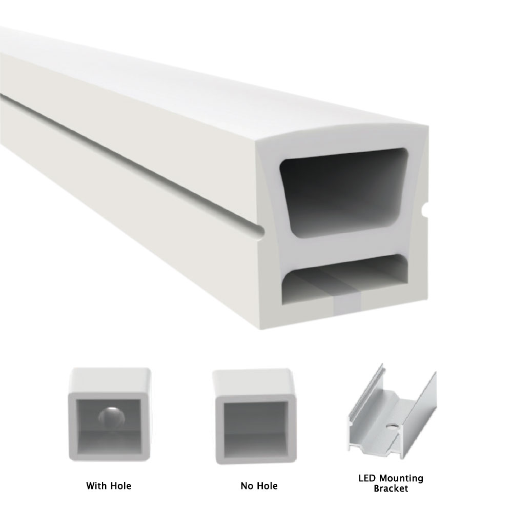 Flex Silicone LED Strip Diffuser Outdoor Profile 120° Top Emitting 14*14mm Flex Silicone LED Strip Diffuser Outdoor Profile 120° Top Emitting 14*14mm